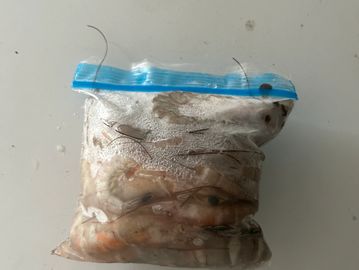 Small bag of frozen shrimp